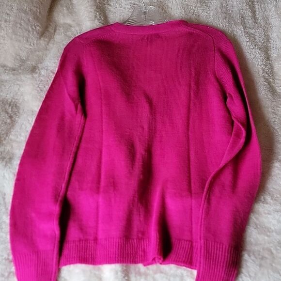 J. Crew NWOT alpaca merino‎ fine knit cardigan hot pink pockets size Small - Picture 2 of 8